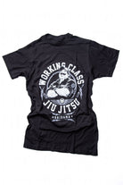 Men's black BJJ Working Class Jiu Jitsu tee on a white background.
