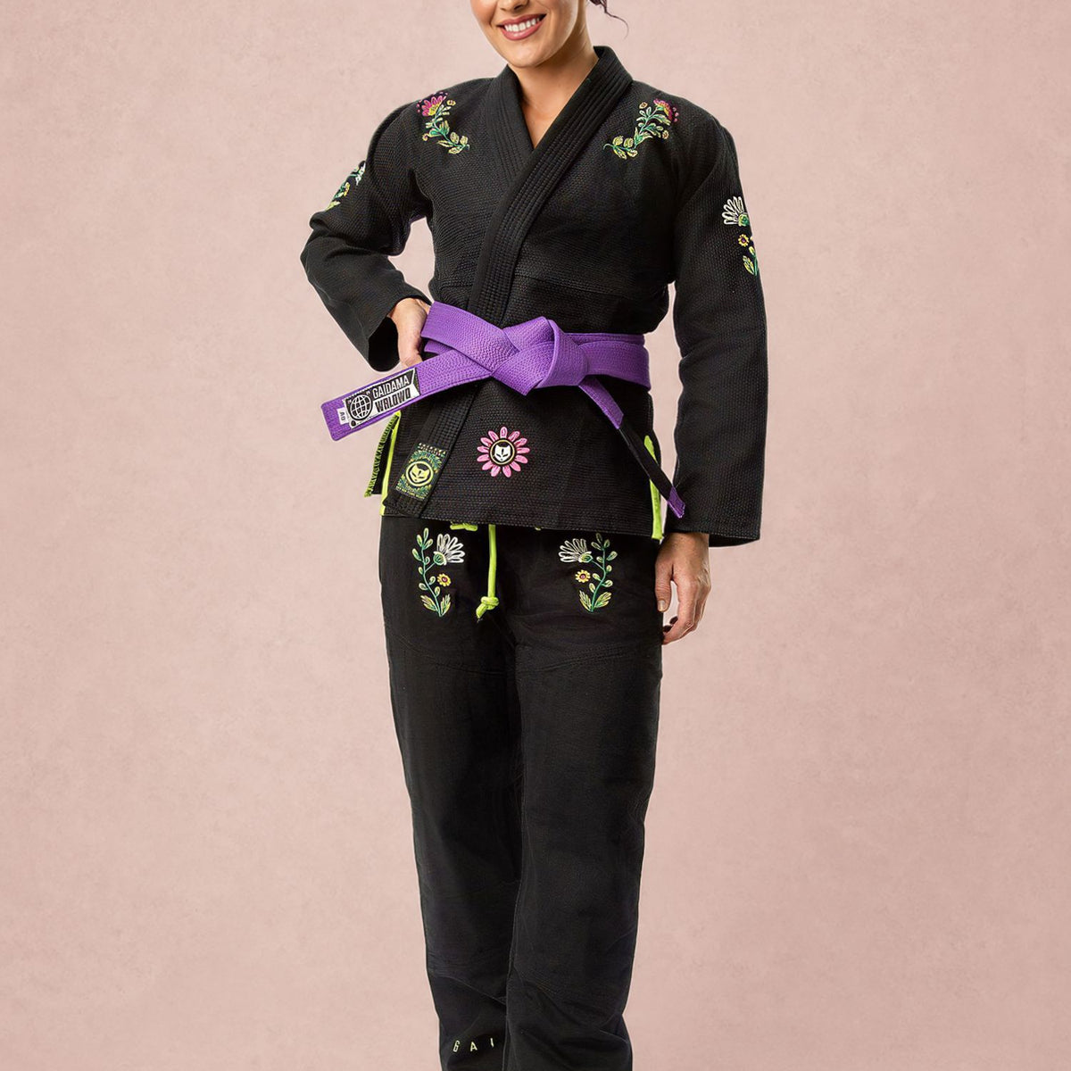 Women's Perfect Fit™ Embroidered Gi | Flores Eternas | Black – GAIDAMA