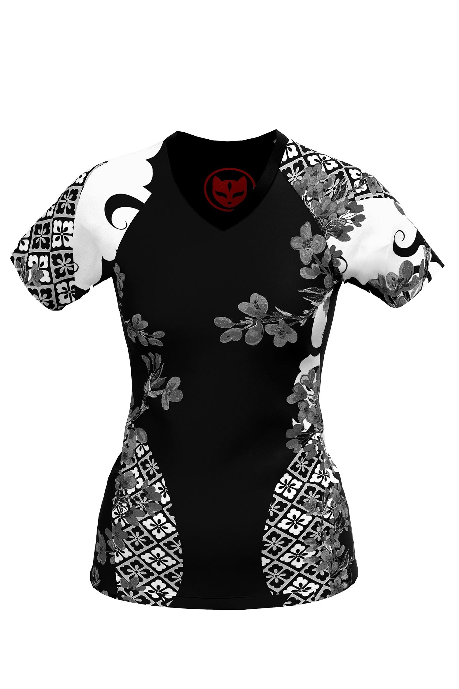 Women's Cherry Blossom Ranked Jiu Jitsu Art Wear Rashguard - Short Sleeve